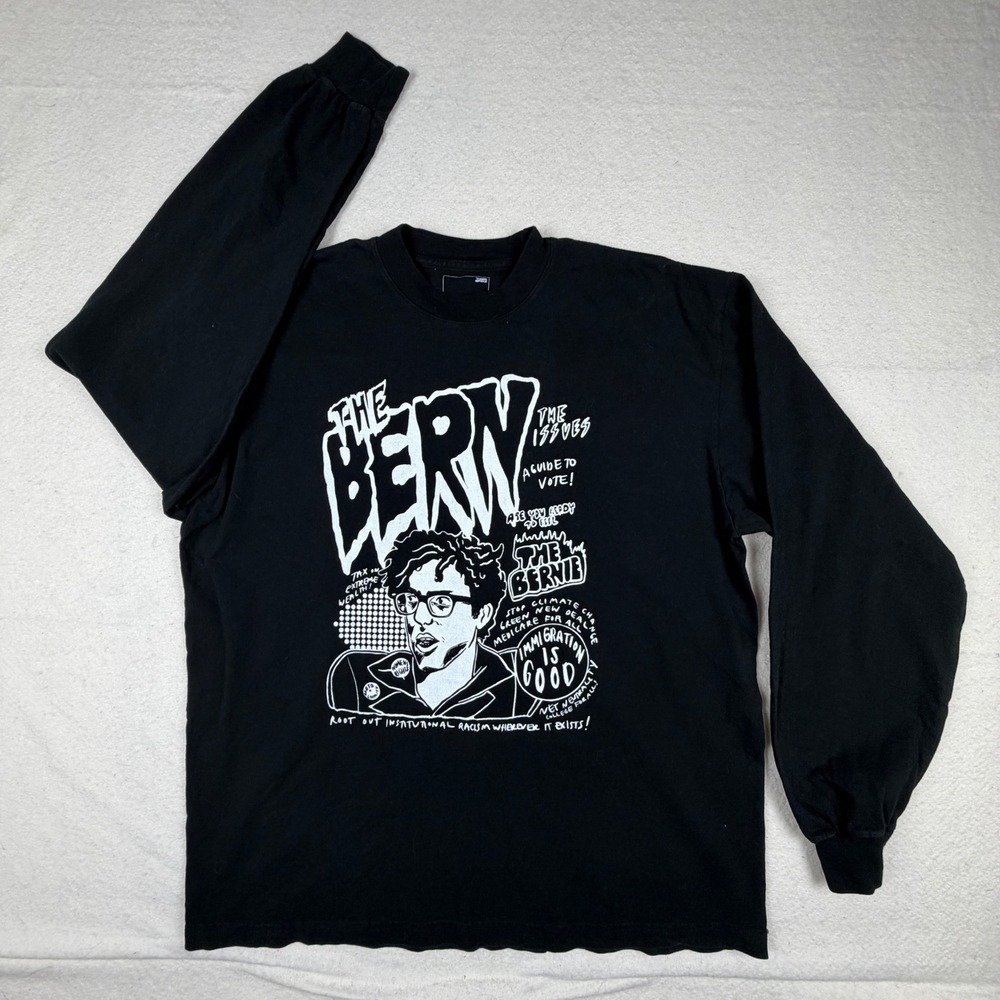 Tiger Spoke Bernie Sanders The Bern Graphic Long Sleeve T-Shirt Black Large